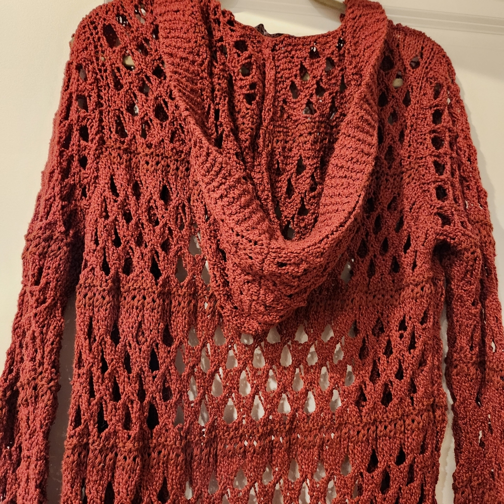 Anthropologie Rust Open-Knit Cardigan